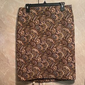 Philosophy Brown and Cream Paisley Pencil Skirt